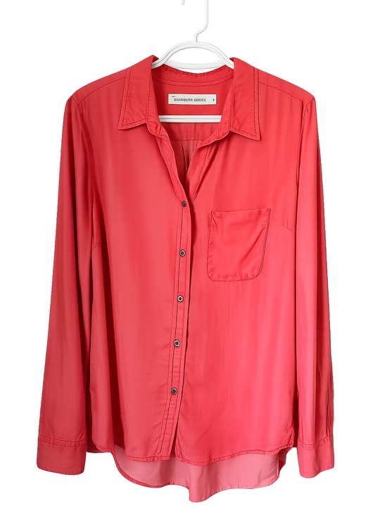 Tops - Standard Grace Coral Pink Lyocell Button Down Shirt Medium Long Sleeve Pocket